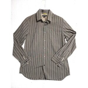 Banana Republic‎ Shirt Men Large 16 - 16 & 1/2 Striped Dark Brown Button Up